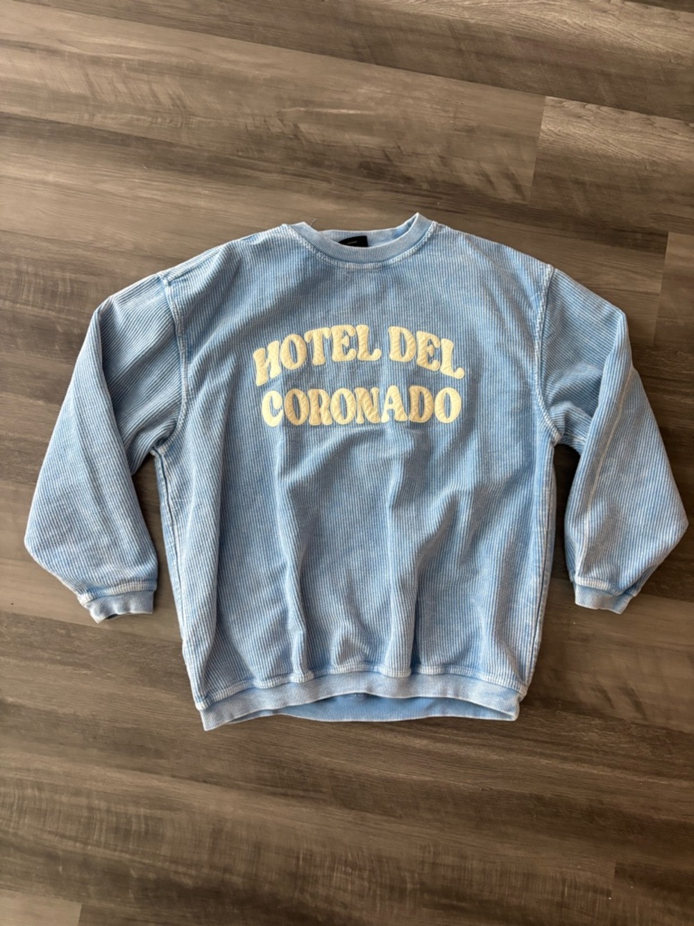 Hotel Del Coronado Light Blue Corded Crewneck Sweatshirt